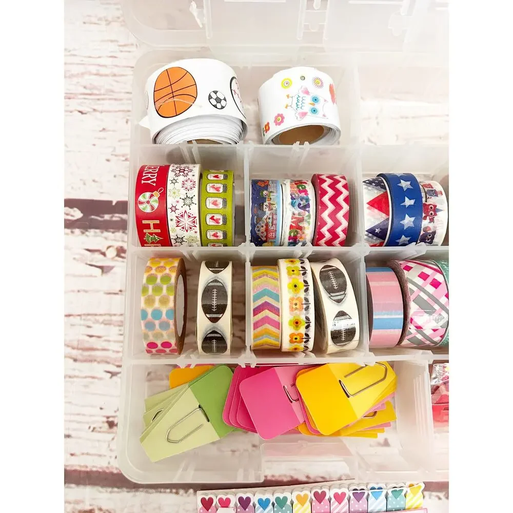 Megalot Washi Tape Planner Supply Station Set Aesthetic Craft Storage Box
